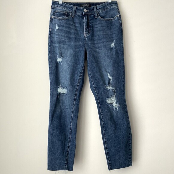 Judy Blue Distressed Relaxed Fit Jeans Raw Hem 29 - Picture 7 of 8